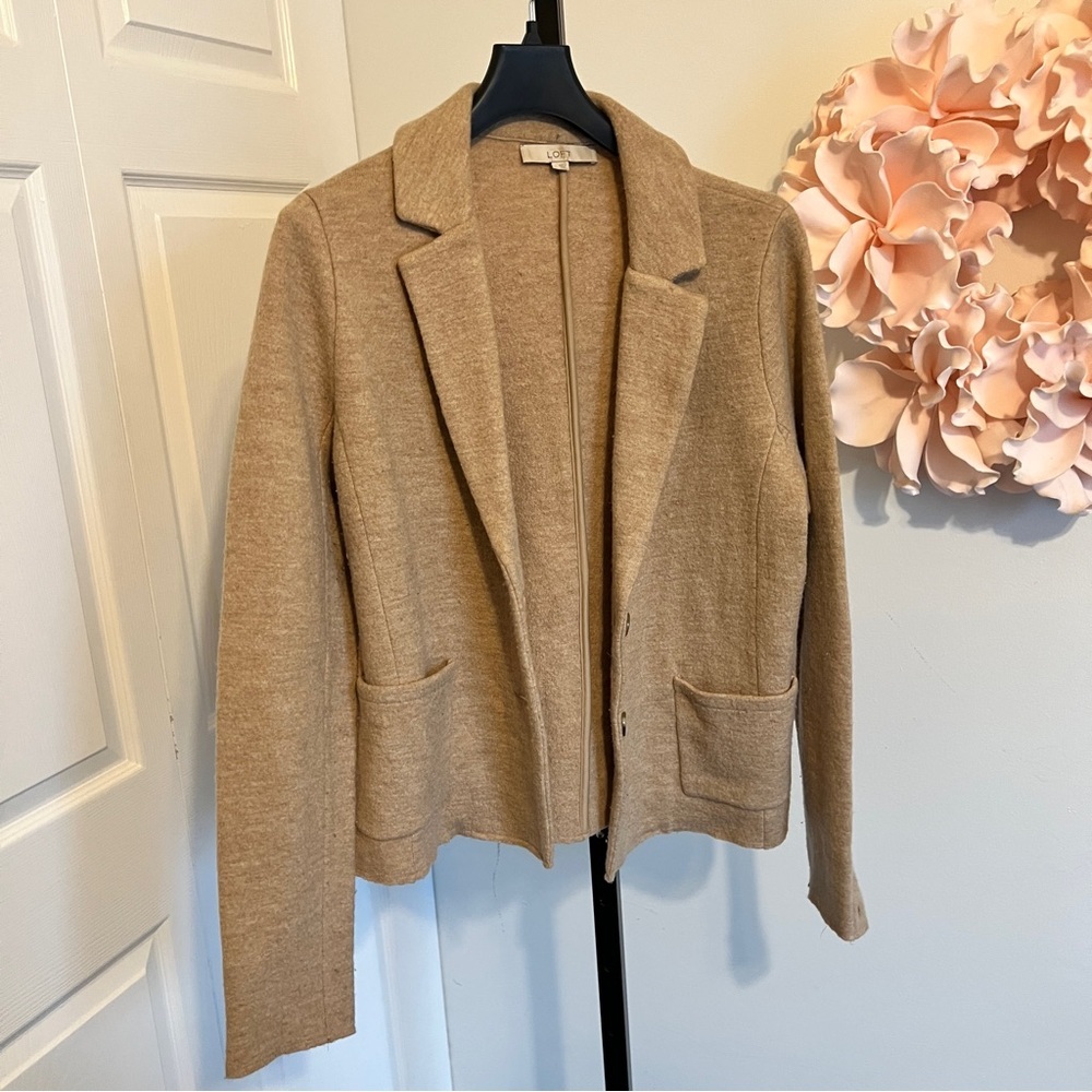 Loft by Anne Taylor 100% Merino Wool Sweater Double Breasted Blazer size large